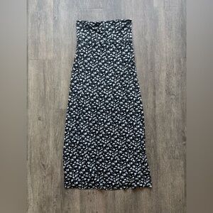 Azules Black and White Floral Maxi Skirt